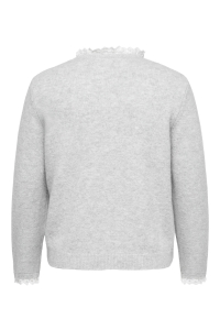 Carmakoma CARCHER LS DETAIL O-NECK KNT light grey melange/cloud dancer