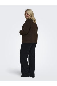 Carmakoma CARMIGGIE LS O-NECK PEARL CARDIGAN : coffee bean/melange/silver metal