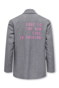 ONLY KOGLINDA LS BOYFR TEXT MEL BLAZER T: medium grey melange/fiji flower