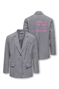 ONLY KOGLINDA LS BOYFR TEXT MEL BLAZER T: medium grey melange/fiji flower