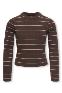 ONLY KOGLUPE L/S STRIPE TEE JRS chicory coffee/pumice stone