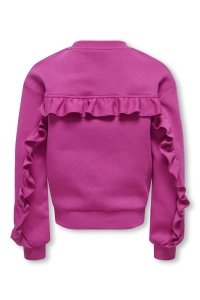 ONLY KOGANNIE LS O-NECK RUFFLE SWT fuchsia red
