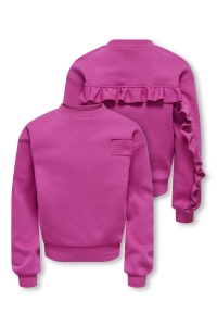 ONLY KOGANNIE LS O-NECK RUFFLE SWT fuchsia red