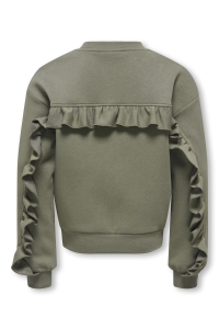 ONLY KOGANNIE LS O-NECK RUFFLE SWT smokey olive