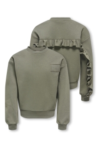 ONLY KOGANNIE LS O-NECK RUFFLE SWT smokey olive