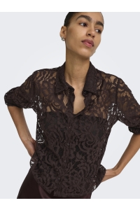 ONLY ONLBIRUN L/S LACE SHIRT WVN black coffee