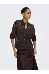 ONLY ONLBIRUN L/S LACE SHIRT WVN black coffee