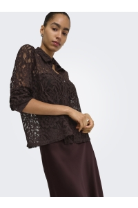 ONLY ONLBIRUN L/S LACE SHIRT WVN black coffee