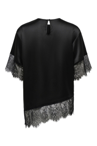 ONLY ONLINDONA 2/4 SATIN LACE TOP WVN black