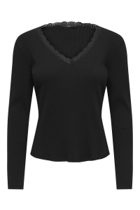 ONLY ONLSARA SHARAI L/S V-NECK TOP JRS N: black