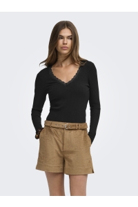 ONLY ONLSARA SHARAI L/S V-NECK TOP JRS N: black