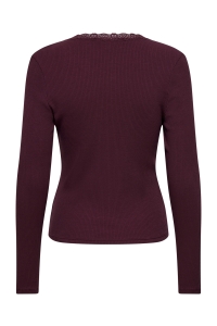 ONLY ONLSARA SHARAI L/S V-NECK TOP JRS N: burgundy