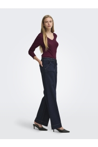 ONLY ONLSARA SHARAI L/S V-NECK TOP JRS N: burgundy
