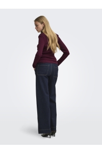 ONLY ONLSARA SHARAI L/S V-NECK TOP JRS N: burgundy