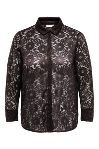 Carmakoma CARZION L/S LACE SHIRT JRS coffee bean/lace
