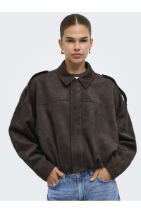 ONLY ONLMOON-STINA FAUX SUEDE BOMBER PNT: chocolate torte