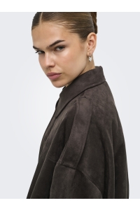 ONLY ONLMOON-STINA FAUX SUEDE BOMBER PNT: chocolate torte