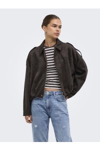 ONLY ONLMOON-STINA FAUX SUEDE BOMBER PNT: chocolate torte