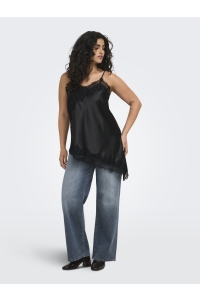 Carmakoma CARINDONA STRAP SATIN LACE TOP WVN black