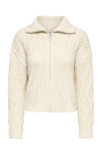 ONLY ONLFREJA LS CABLE ZIP HIGHNECK KNT birch/silver zip