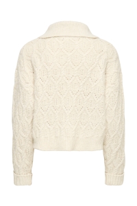 ONLY ONLFREJA LS CABLE ZIP HIGHNECK KNT birch/silver zip