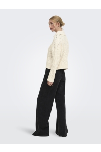 ONLY ONLFREJA LS CABLE ZIP HIGHNECK KNT birch/silver zip