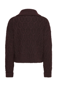 ONLY ONLFREJA LS CABLE ZIP HIGHNECK KNT decadent chocolate/silver zip