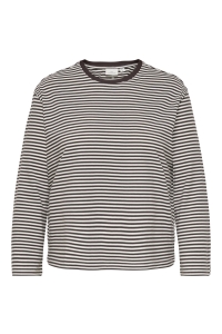 Carmakoma CARFREJA STRIPE L/S WIDE SLEEVE JRS coffee bean/cloud dancer (mel)+d