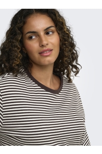 Carmakoma CARFREJA STRIPE L/S WIDE SLEEVE JRS coffee bean/cloud dancer (mel)+d