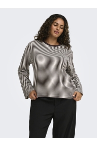 Carmakoma CARFREJA STRIPE L/S WIDE SLEEVE JRS coffee bean/cloud dancer (mel)+d