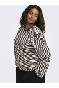 Carmakoma CARFREJA STRIPE L/S WIDE SLEEVE JRS coffee bean/cloud dancer (mel)+d