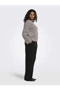 Carmakoma CARFREJA STRIPE L/S WIDE SLEEVE JRS coffee bean/cloud dancer (mel)+d