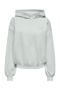 ONLY ONLOFELIA L/S HOOD UB SWT aqua gray/local + optimist patch