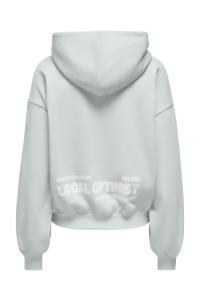 ONLY ONLOFELIA L/S HOOD UB SWT aqua gray/local + optimist patch