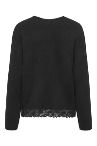 ONLY ONLCLOVER LS LACE V-NECK REVERSIBLE: black/dtm lace