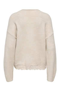 ONLY ONLCLOVER LS LACE V-NECK REVERSIBLE: pumice stone/melange/dtm lace