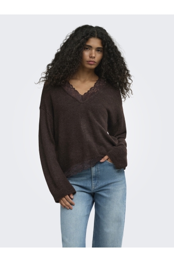 ONLY ONLCLOVER LS LACE V-NECK REVERSIBLE: Dames