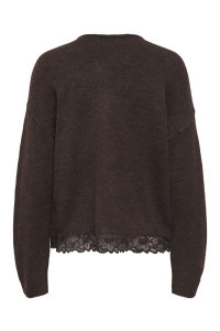 ONLY ONLCLOVER LS LACE V-NECK REVERSIBLE: coffee bean/melange/dtm lace