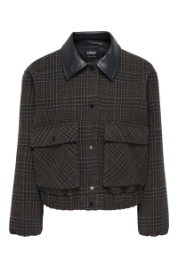 ONLY ONLMIKA CHECK BOMBER JACKET OTW black coffee/check