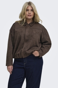 Carmakoma CARMOON-STINA L/S FAUX SUEDE BOMBER: chocolate torte