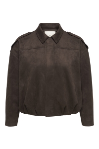 Carmakoma CARMOON-STINA L/S FAUX SUEDE BOMBER: chocolate torte