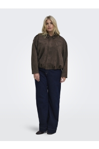 Carmakoma CARMOON-STINA L/S FAUX SUEDE BOMBER: chocolate torte