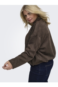 Carmakoma CARMOON-STINA L/S FAUX SUEDE BOMBER: chocolate torte