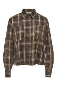 ONLY ONLILSTON LS GLITTER DETAIL SHIRT W: black coffee/w. embellishment