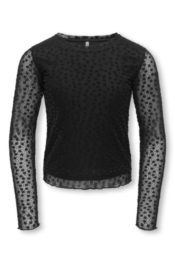 ONLY meisjes t-shirt black KOGTONYA LS LACE TOP JRS GRL