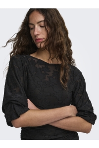 ONLY ONLNADIA L/S RUCHING TOP JRS black