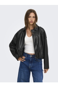 ONLY ONLMOON-NELI L/S FAUX LEATHER BOMBE: black