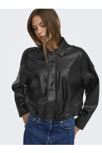 ONLY ONLMOON-NELI L/S FAUX LEATHER BOMBE: black