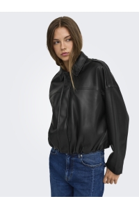 ONLY ONLMOON-NELI L/S FAUX LEATHER BOMBE: black