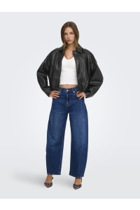 ONLY ONLMOON-NELI L/S FAUX LEATHER BOMBE: black